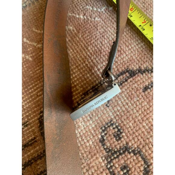Men's Banana Republic dark brown leather belt silver rectangle buckle Medium - Picture 5 of 8
